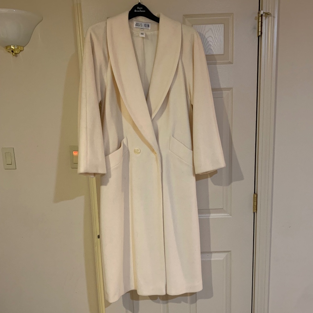 Julia Klein Cream Lined Overcoat sz 8